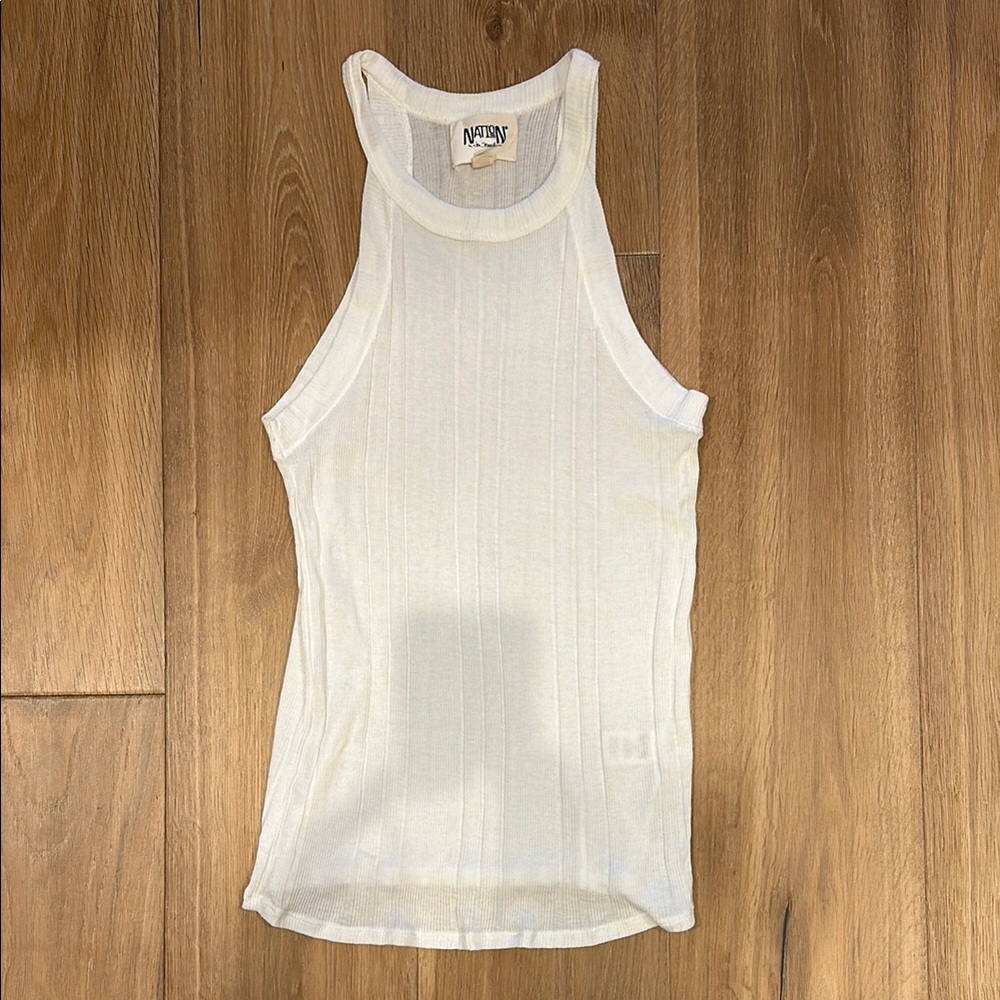 Nation White Ribbed Sleeveless Top